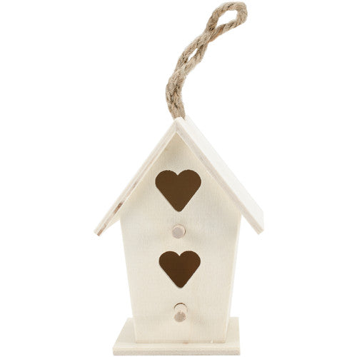 Wood Craft 4" Birdhouses w/Jute Cord 3 -DOUBLE LOVE