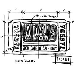 Tim Holtz - Stampers Anonymous - Wood Mounted Stamp - Ticket Sketch