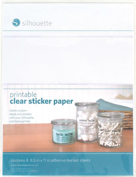 Silhouette America - Printable Sticker Paper - Clear (Inkjet/Laser)