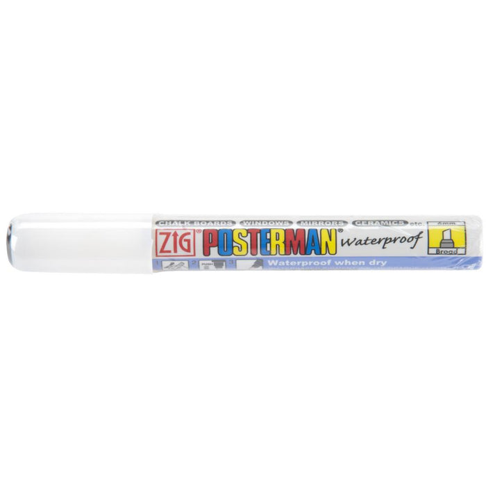 Kuretake - ZIG Posterman Broad Tip Waterproof Marker - White (for non porous surfaces)