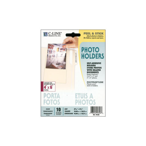 C-Line - Peel & Stick Photo Holders 4.25"x6.5" 10/Pkg