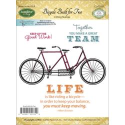 JustRite Papercraft - Mini Cling Stamps 3.5"x4" - Bicycle Built for Two