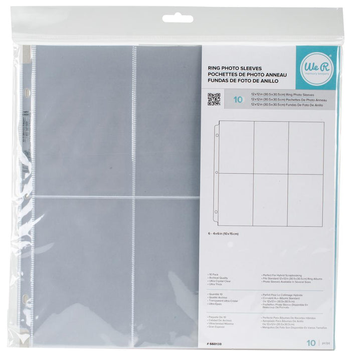 We R Memory Keepers - Ring Photo Sleeves 12"x12" 10/Pkg (6) 6"X4" Pockets