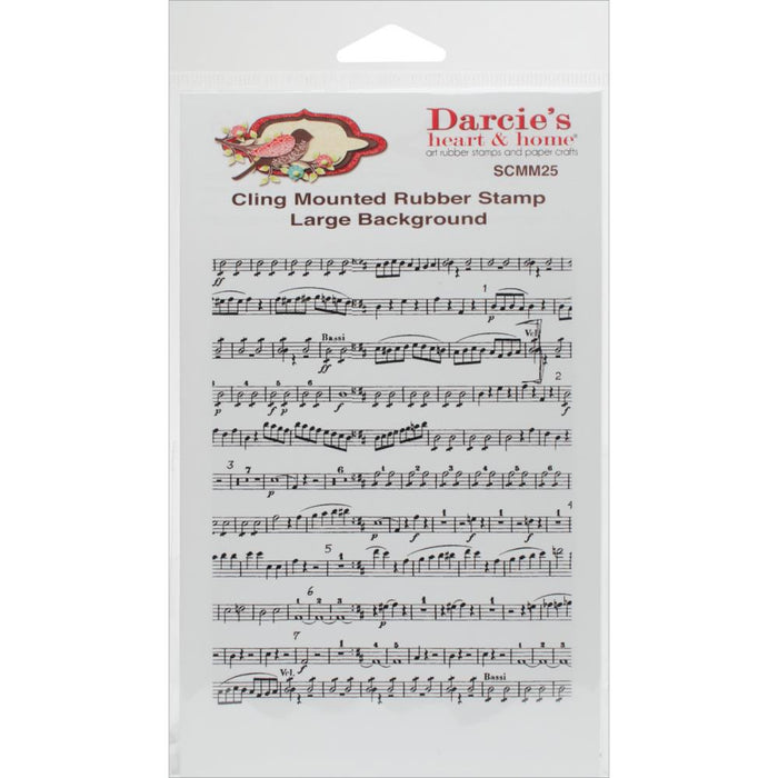 Darcie's - Cling Background Mounted Rubber Stamp 4"x5.25" - Music Notes