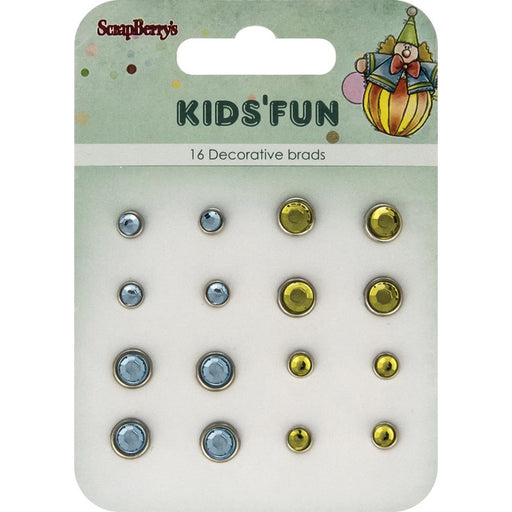 ScrapBerry's - Kids' Fun Rhinestone Brads - Blue & Yellow/8 Each