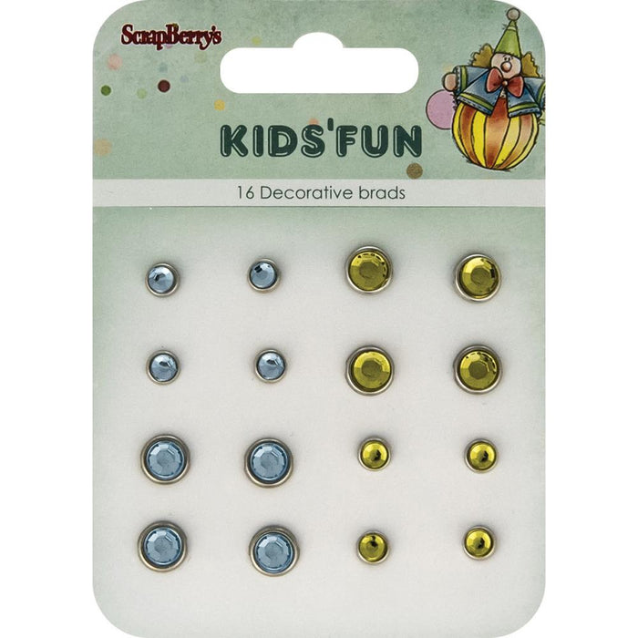 ScrapBerry's - Kids' Fun Rhinestone Brads - Blue & Yellow/8 Each