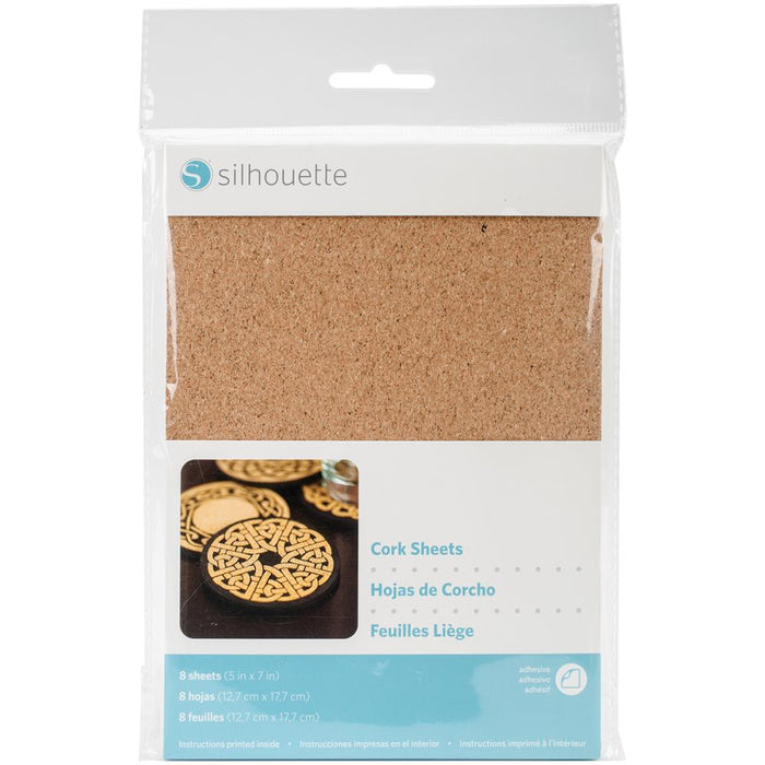 Silhouette America - Small Adhesive Cork Sheets 5"x7" 8/Pkg