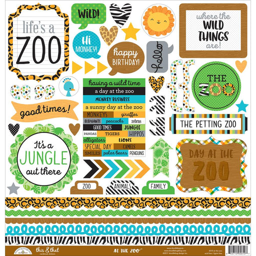 Doodlebug Design - 12" x 12" Cardstock Stickers - At the Zoo