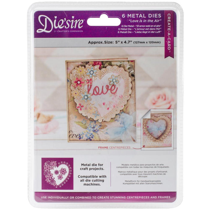 Crafter's Companion - Die'sire - Create-A-Card Metal Dies - Love Is In The Air