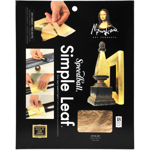 Mona Lisa - Simple Leaf Metal Sheets 5.5"x5.5" 18/Pkg - Gold