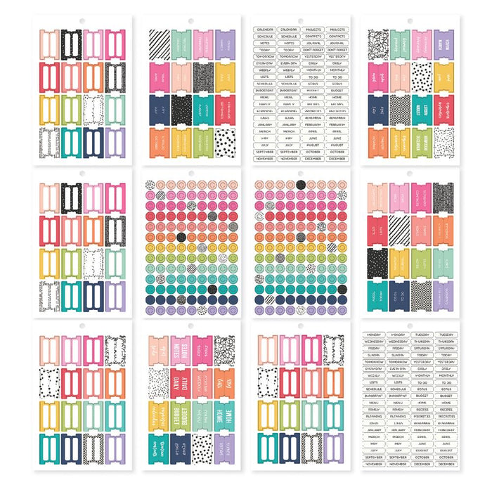 Simple Stories - Carpe Diem - A5 Planner Sticker Tablet - Tabs/Labels/Reinforcers, 522/Pkg