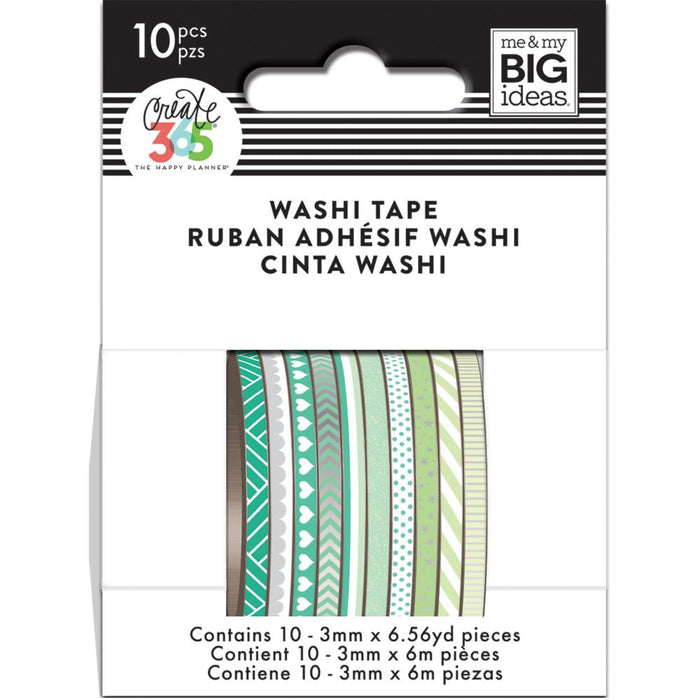 Me & My Big Ideas - Skinny Washi Tape - Green Hues