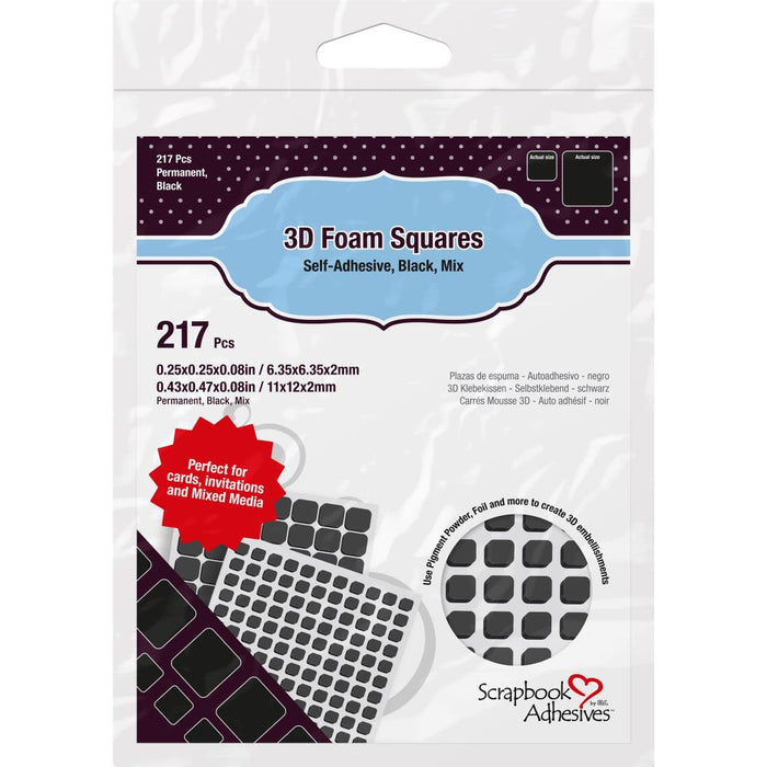 Scrapbook Adhesives - 3D Foam Squares Variety Pack 217/Pkg - Black