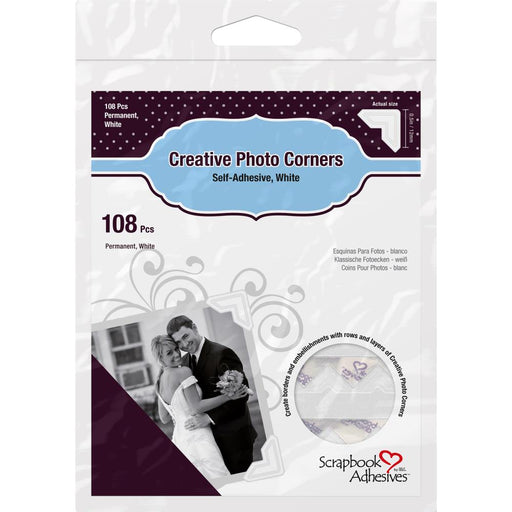 Scrapbook Adhesives - Paper Photo Corners Self-Adhesive 108/Pk - White