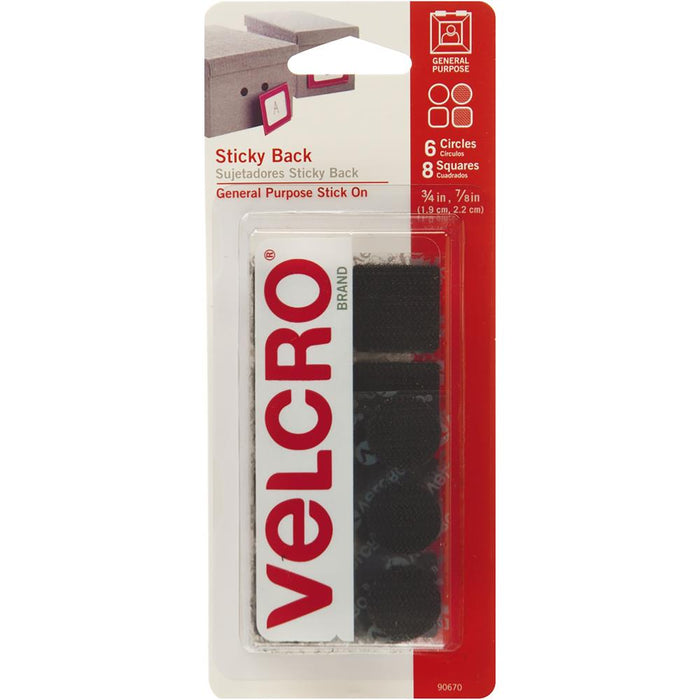 Velcro Brand - Black Fasteners - Sticky Back - Circles & Squares