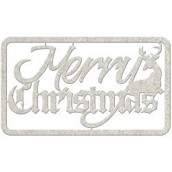 Fabscraps - Die-Cut Gray Chipboard Word - Merry Christmas