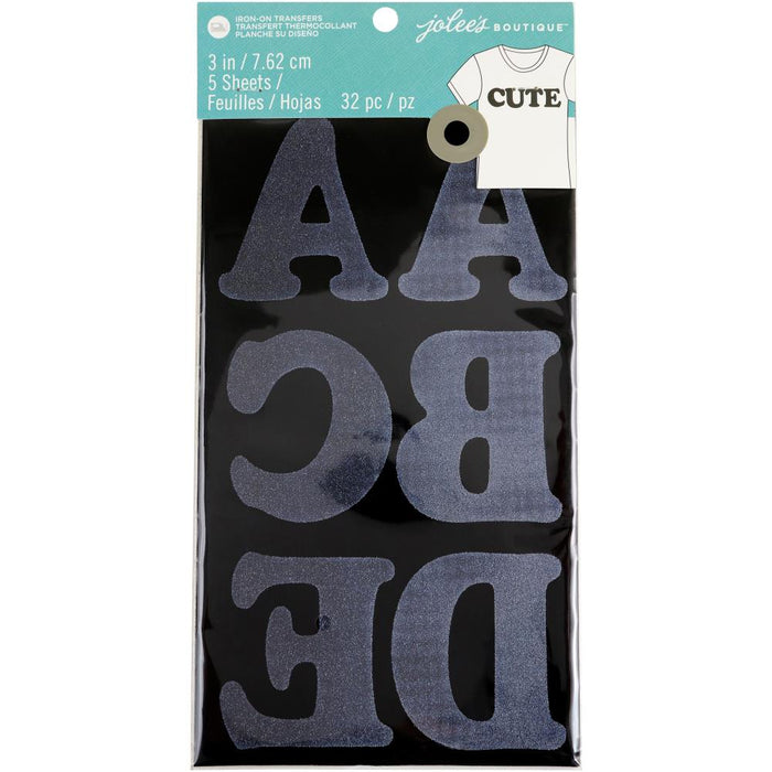 Jolee's - Iron-On Letters 3"(7.62cm) - Large, Flocked (Velvet) Black