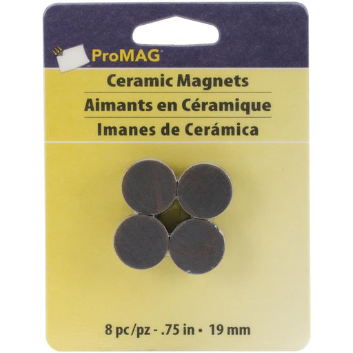 ProMag - Round Ceramic Magnets - .75" 8/Pkg (19mm)