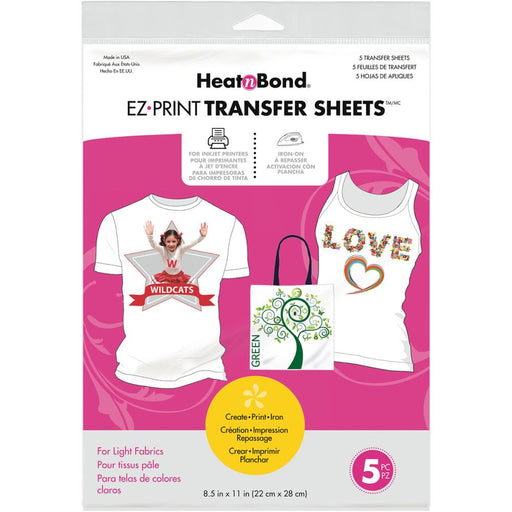 Thermoweb - HeatnBond - INKJET Transfer Sheets - Light Fabrics - 22cm x 28cm