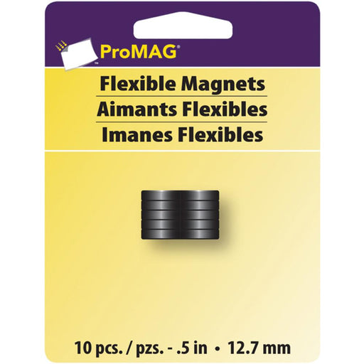 ProMag - Glue & Stick - Flexible Round Magnets - .5" 10/Pkg