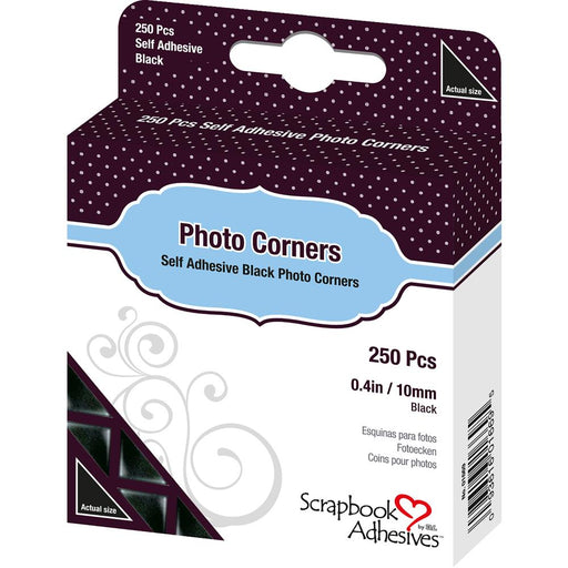 Scrapbook Adhesives - Photo Corners Self-Adhesive .375" 250/Pk - Black