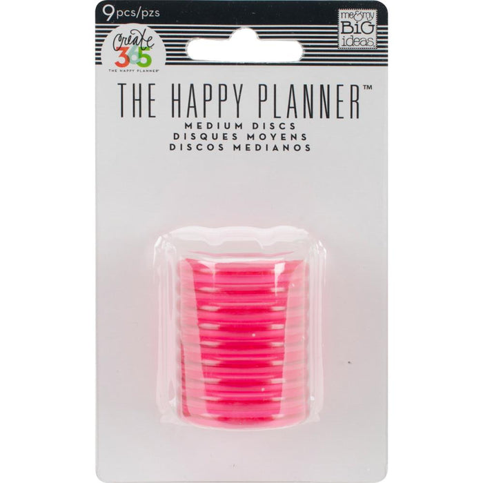 Me & My Big Ideas - Happy Planner Discs 1.25" 9/Pkg - Clear Hot Pink