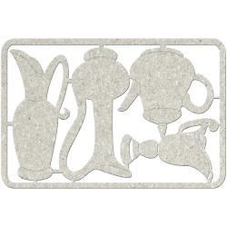 Fabscraps - Die-Cut Gray Chipboard - Jugs & Teapot