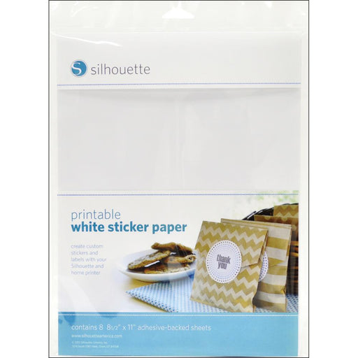 Silhouette - Printable Sticker Paper - 8.5"x11" 8/Pkg - White (Matt)