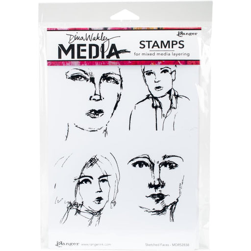 Dina Wakley - Media Cling Stamps 6"x9" - Sketched Faces