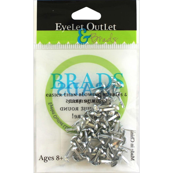 Eyelet Outlet - Round Brads 4mm 70/Pkg - Shinny Silver