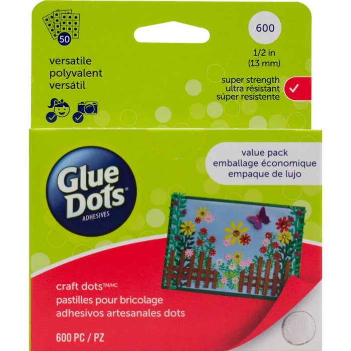 Glue Dots - .5" Craft Dot Sheets Value Pack - 600 Clear Dots