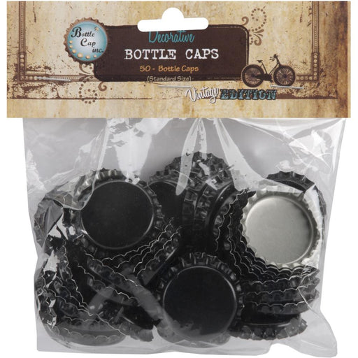 Bottle Cap Inc - Decorative Standard Bottle Caps 1" 50/Pkg - Black