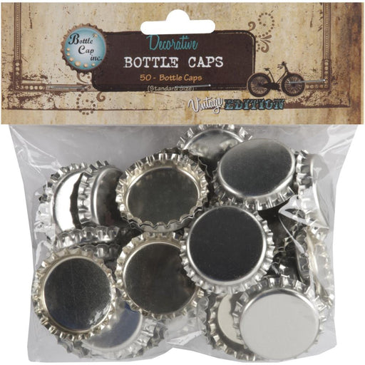 Bottle Cap Inc - Decorative Standard Bottle Caps 1" 50/Pkg - Chrome