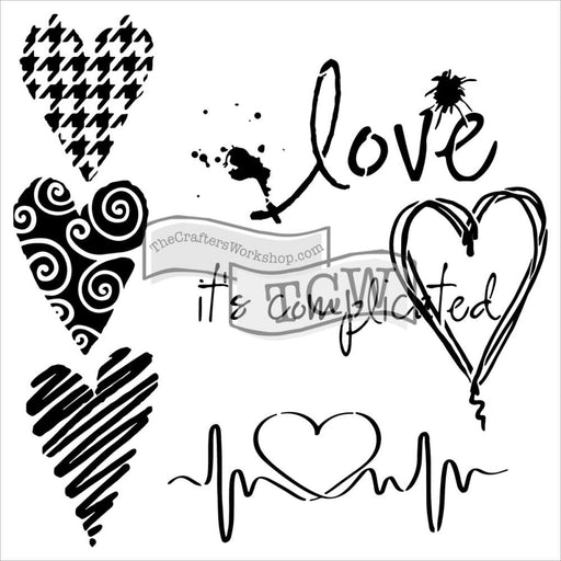 The Crafter's Workshop - Stencil-Template 6"X6" - Complicated Hearts