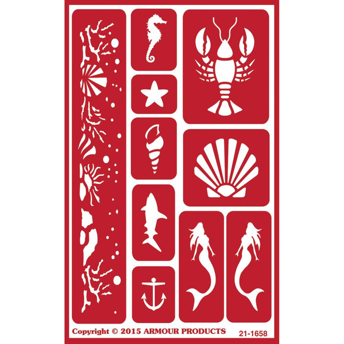 Armour Products - Over 'N' Over Reusable Stencils 5"x8" - Under the Sea