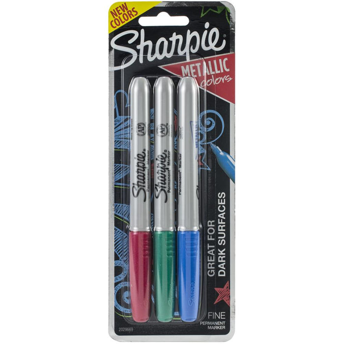 Sharpie - Metallic Fine Point Permanent Markers 3/Pkg - Ruby, Sapphire, Emerald