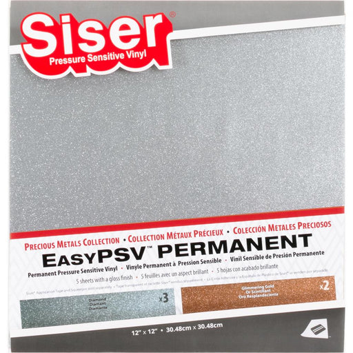 Siser - EasyPsv - Pressure Sensitive Vinyl, Permanent - Precious Metals, Assorted 5pk