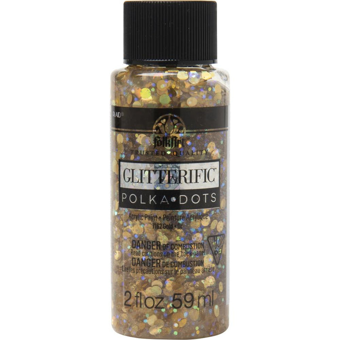 Plaid - Folkart Glitterific Polk A Dots Paint - 59ml - Gold