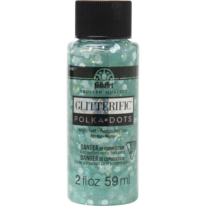 Plaid - Folkart Glitterific Polk A Dots Paint - 59ml - Mint