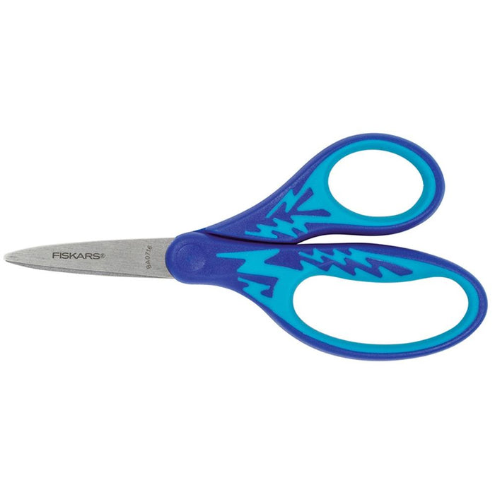 Fiskars - Softgrip Kids Pointed Tip Scissors 5" - LEFT HANDED - Blue Lightning