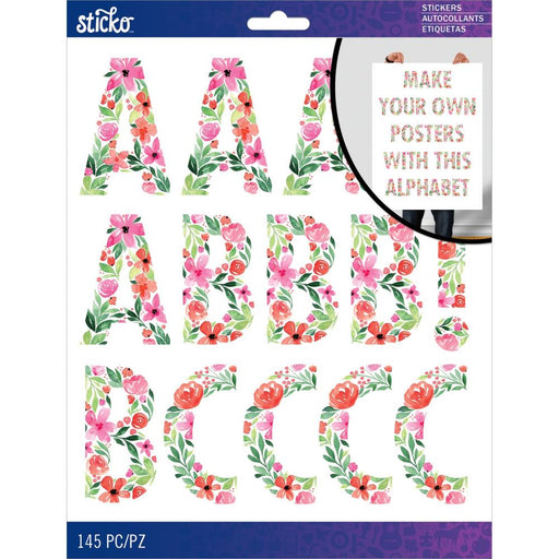 Sticko - XL Alphabet Stickers - Painted Floral Futura