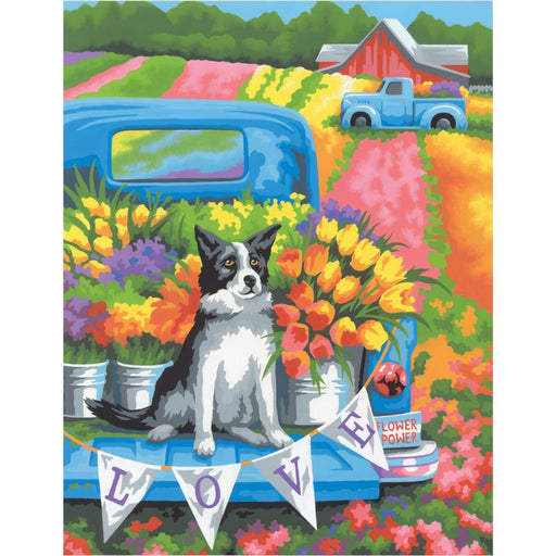 Dimensions - Paint Works Paint By Number Kit 11"x14" - Flower Power Dog