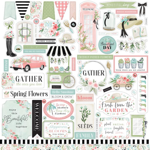 Carta Bella - Flower Garden Cardstock Stickers 12"x12" - Elements