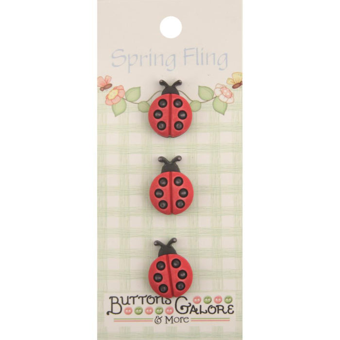 Buttons Galore - Spring Fling Buttons - 3 Ladybugs