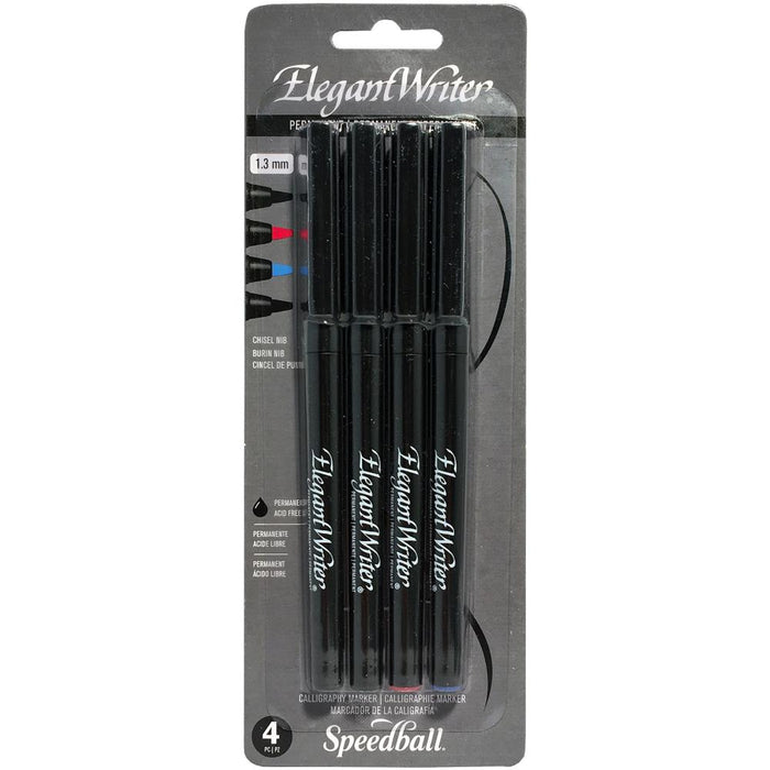 Speedball - Elegant Writer Marker Set 4/Pkg - Black, Red, Blue