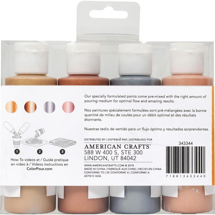 American Crafts Color Pour Pre-Mixed Paint Kit 4/Pkg