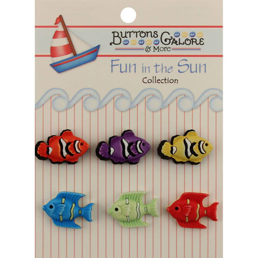 Buttons Galore - Fun In The Sun Buttons - 6 Exotic Fish