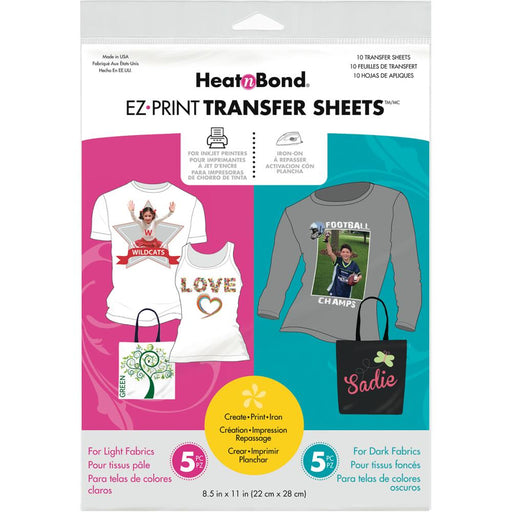Thermoweb - HeatnBond EZ Print Transfer Sheet Combo - 8.5"x11" 10/Pkg - Inkjet Printers
