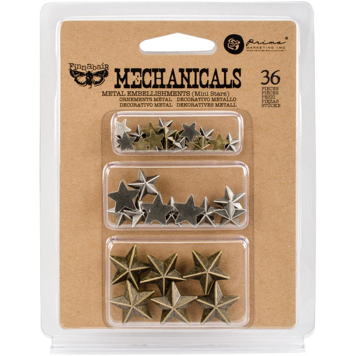 Prima Marketing - Mechanicals Metal Embellishments - Mini Stars 36/Pkg