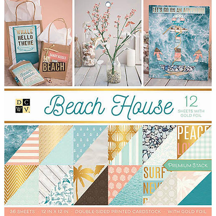 DCWV Double-Sided Cardstock Stack 12"X12" 36/Pkg-Beach House, 18 Designs/2 Each